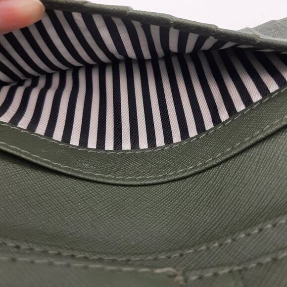 Kate Spade Olive Green & Gold Tone Leather Full Size Bifold Wallet - Picture 12 of 16